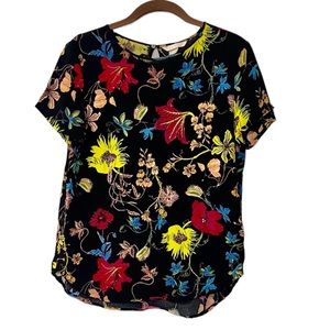 H&M Women’s Bright Floral Blouse Shirt Sleeves Size 6
